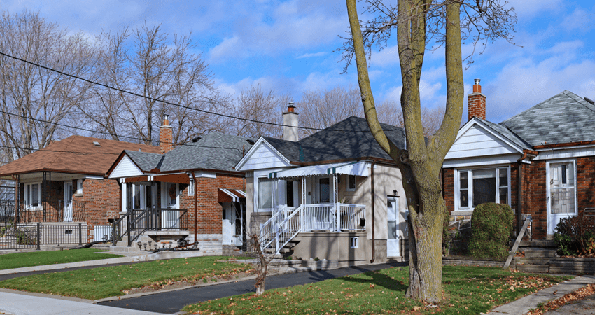 A sunny neighborhood with small single-family homes