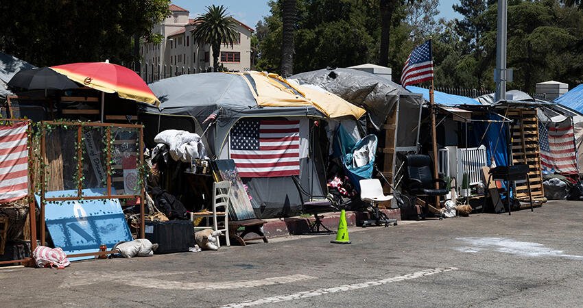 photo of homeless living in tents